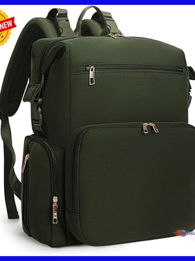 Large Neoprene Diaper Backpack With Changing Pad, 10 Pockets, Water-Resistant